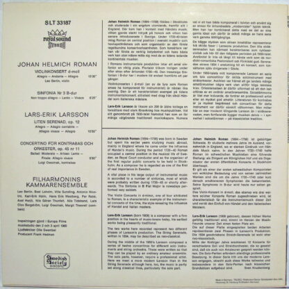 Swedish Society Discofil SLT 33187 - Johan Helmich Roman, Lars-E - Image 2