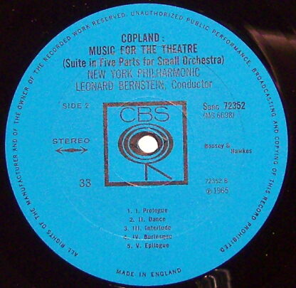 CBS SBRG 72352 - Leonard Bernstein, Aaron Copland, New York Phil - Image 3