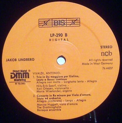 BIS LP-290 - Antonio Vivaldi, Jakob Lindberg, Nils-Erik Sparf, M - Image 3