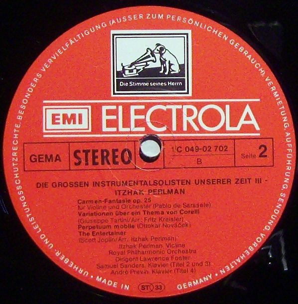 His Master's Voice 1 C 049-02 702 - Itzhak Perlman, Johann Sebas - Image 6