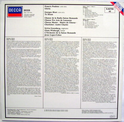 Argo ZRDL 1010 - Francis Poulenc, Georges Bizet, Sylvia Greenber - Image 2