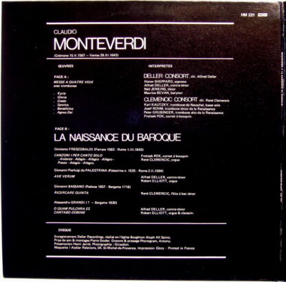 harmonia mundi France HM 221 - Claudio Monteverdi, Alessandro Gr - Image 2