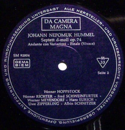 Da Camera Magna SM 92 804 - Johann Nepomuk Hummel, Werner Hoppst - Image 6