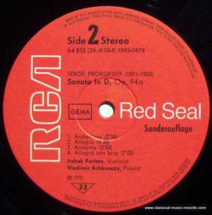 RCA Red Seal 64 813 - Itzhak Perlman, Vladimir Ashkenazy, Sergei - Image 5