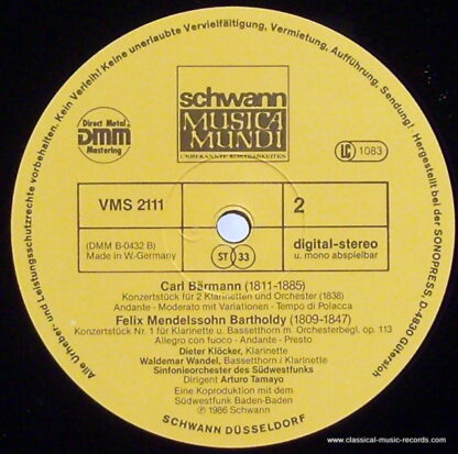 Schwann Musica Mundi VMS 2111 - Felix Mendelssohn-Bartholdy, Fra - Image 3