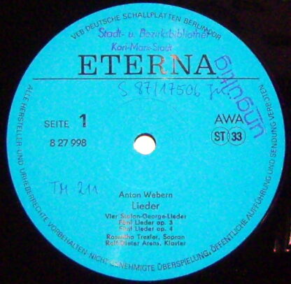 Eterna 8 27 998 - Anton Webern, Roswitha Trexler, Rolf-Dieter Ar - Image 3