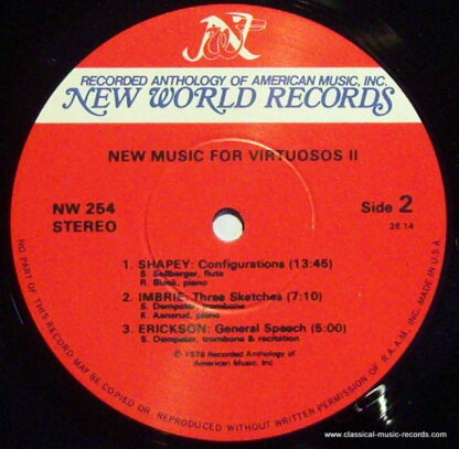 New World Records NW 254 - Robert Erickson,Andrew Imbrie,Robert - Image 3