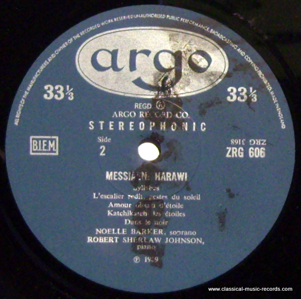 Argo ZRG 606 - Olivier Messiaen, Noelle Barker, Robert Sherlaw J - Image 3