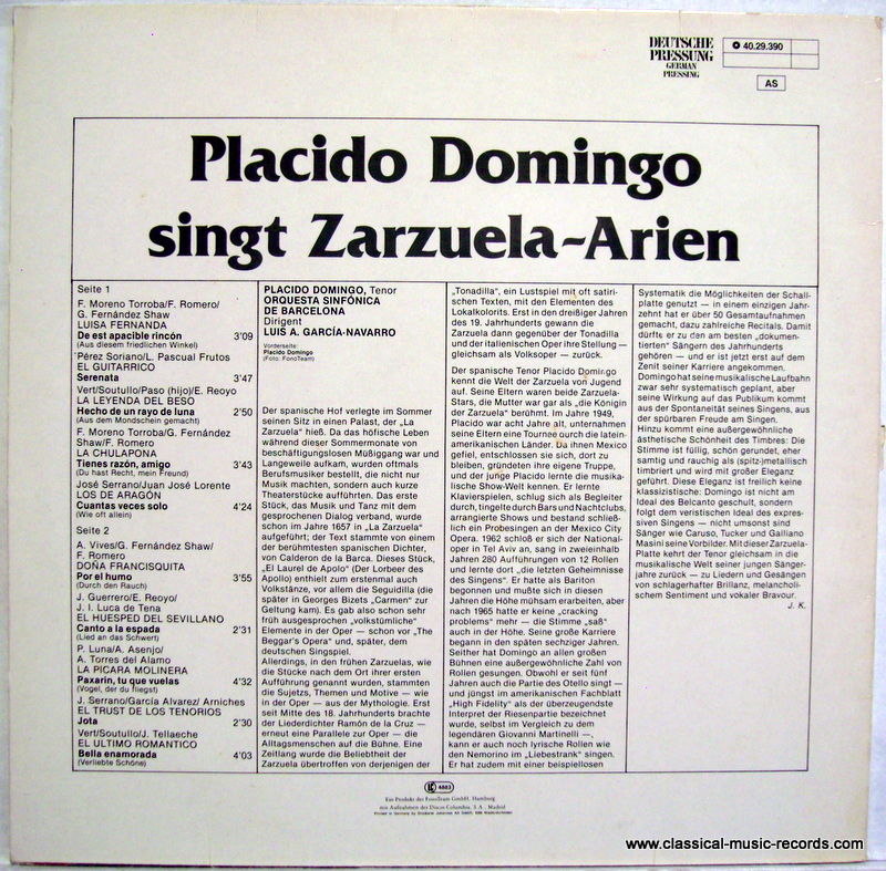 ACANTA 40.29.390 - Placido Domingo, Orquestra Simfónica De Barce - Image 2