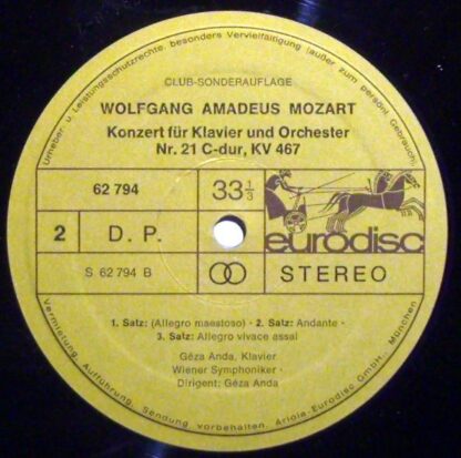 Eurodisc 62794 - Géza Anda, Wolfgang Amadeus Mozart, Wiener Symp - Image 4
