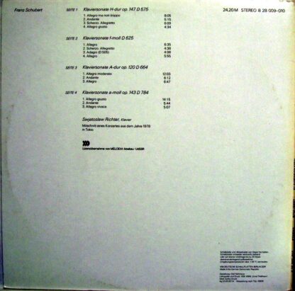 Eterna 8 28 009-010 - Franz Schubert, Sviatoslav Richter - Klavi - Image 2
