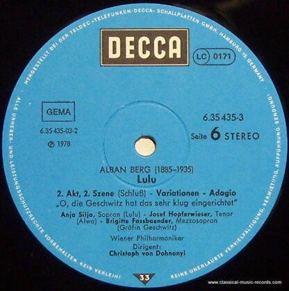 DECCA 6.35435 GF - Alban Berg, Anja Silja, Wiener Philharmoniker - Image 3