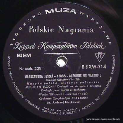 Polskie Nagrania Muza SX 1208 - Augustyn Bloch, Wanda Wilkomirsk - Image 3