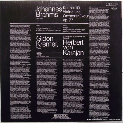 His Master's Voice 1C 065-02 781 Q - Johannes Brahms, Gidon Krem - Image 2