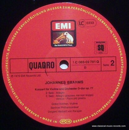 His Master's Voice 1C 065-02 781 Q - Johannes Brahms, Gidon Krem - Image 4