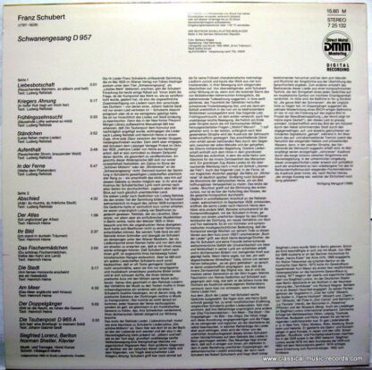 Eterna 7 25 132 - Franz Schubert, Siegfried Lorenz, Norman Shetl - Image 2