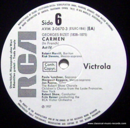 RCA Victrola AVM 3-0670 - Risë Stevens, Jan Peerce, Licia Albane - Image 2