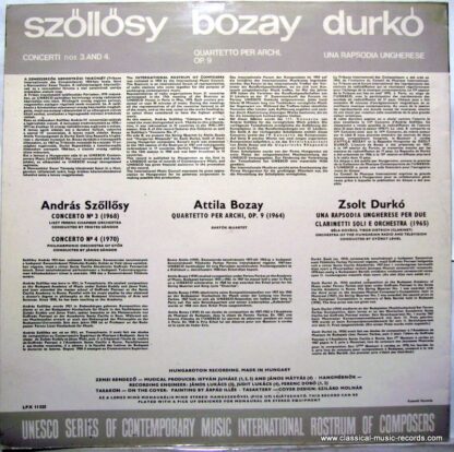 Hungaroton LPX 11525 - Szőllősy András, Attila Bozay, Durkó Zsol - Image 3