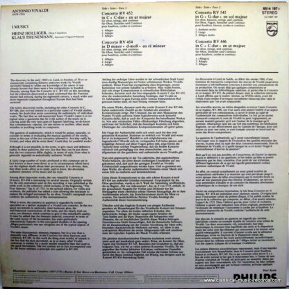 Philips 6514 167 - Antonio Vivaldi, I Musici, Heinz Holliger, Kl - Image 2