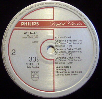 Philips 412 624-1 - Antonio Vivaldi, The Romeros, The Academy Of - Image 3