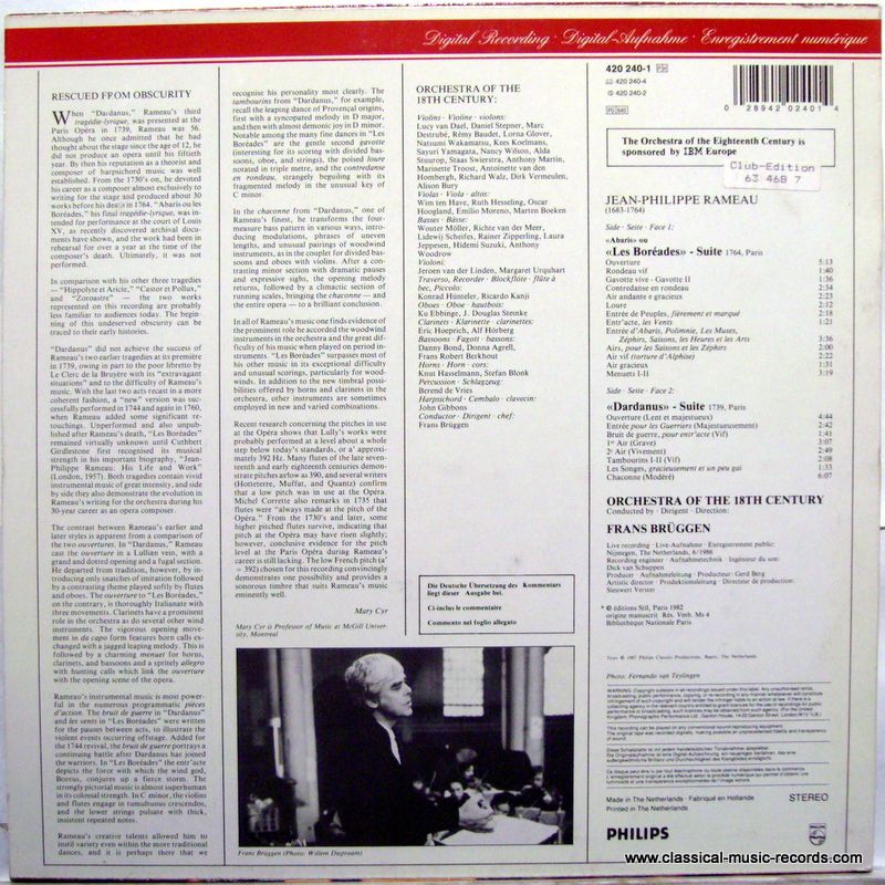 Philips Digital Classics 420 240-1 - Jean-Philippe Rameau, Orche - Image 4