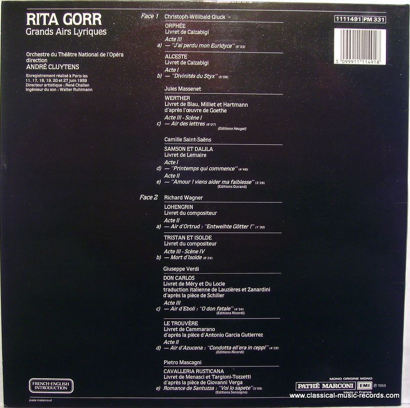 La Voix De Son Maître 1111491 - Rita Gorr, Orchestre National De - Image 2