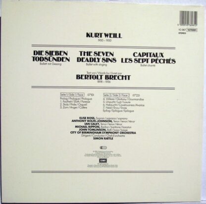 His Master's Voice ASD 4402 - Kurt Weill, Elise Ross, Sir Simon - Image 2