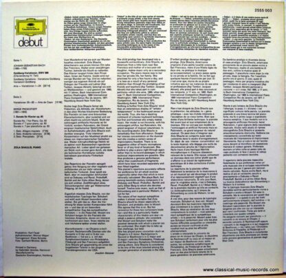 Deutsche Grammophon 2555 003 - Zola Shaulis, Johann Sebastian Ba - Image 2