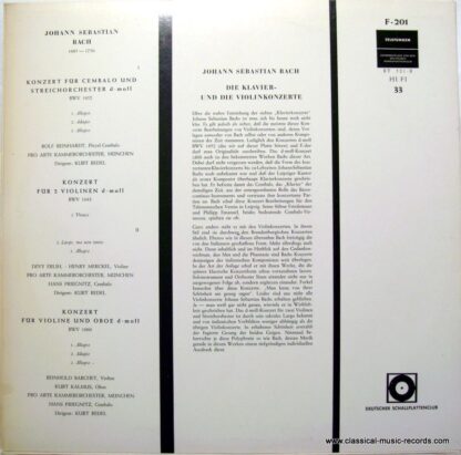 Telefunken BT 521 - Johann Sebastian Bach, Orchestre Pro Arte De - Image 4