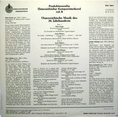 Österreichische Phonothek ÖPH 10019 - Viktor Korda, Anton Webern - Image 2