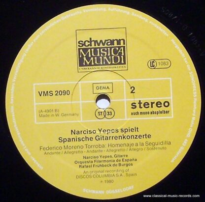 Schwann Musica Mundi VMS 2090 - Narciso Yepes, Salvador Bacariss - Image 3