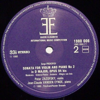 Queen Elisabeth Competition 1980 006 - Sergei Prokofiev, Peter Z - Image 5