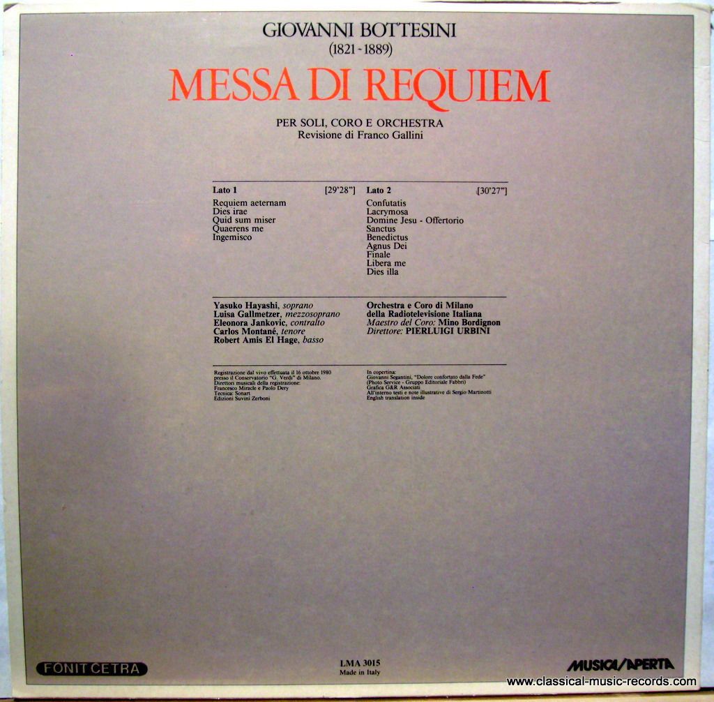 Fonit Cetra LMA 3015 - Giovanni Bottesini, Yasuko Hayashi - Mess - Image 3