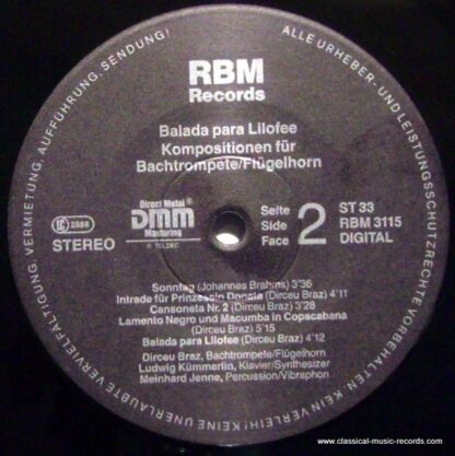 RBM Records RBM 3115 - Dirceu Braz - Balada Para Lilofee (Kompos - Image 3