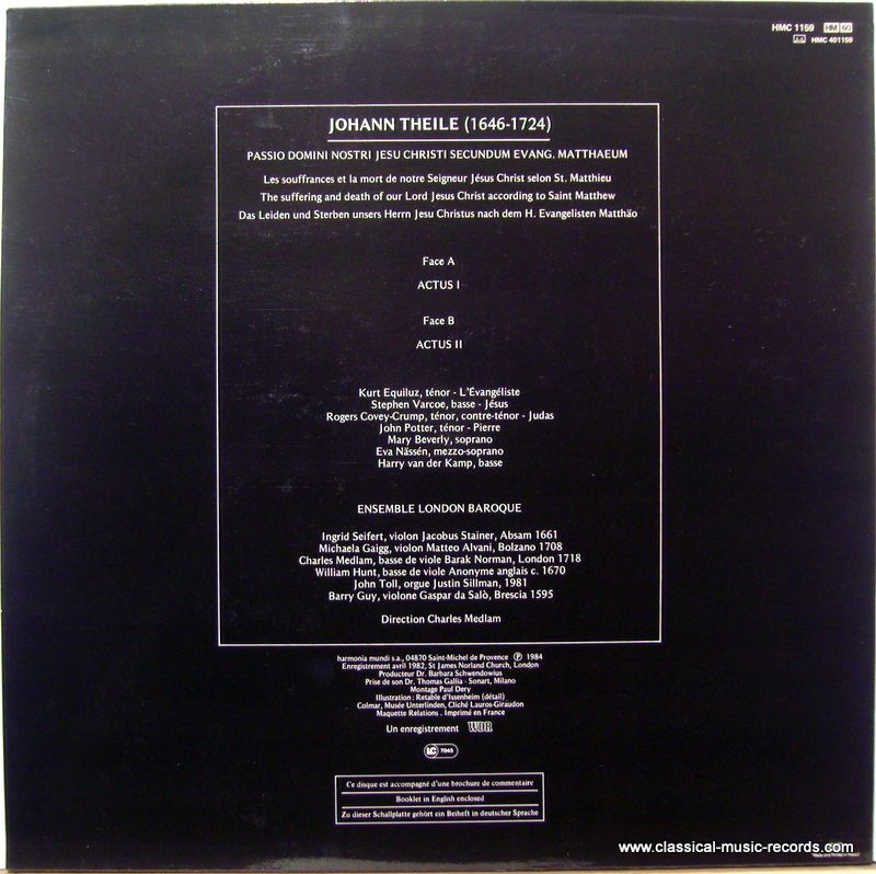 Harmonia Mundi HMC 1159 - Johann Theile, Charles Medlam, London - Image 2