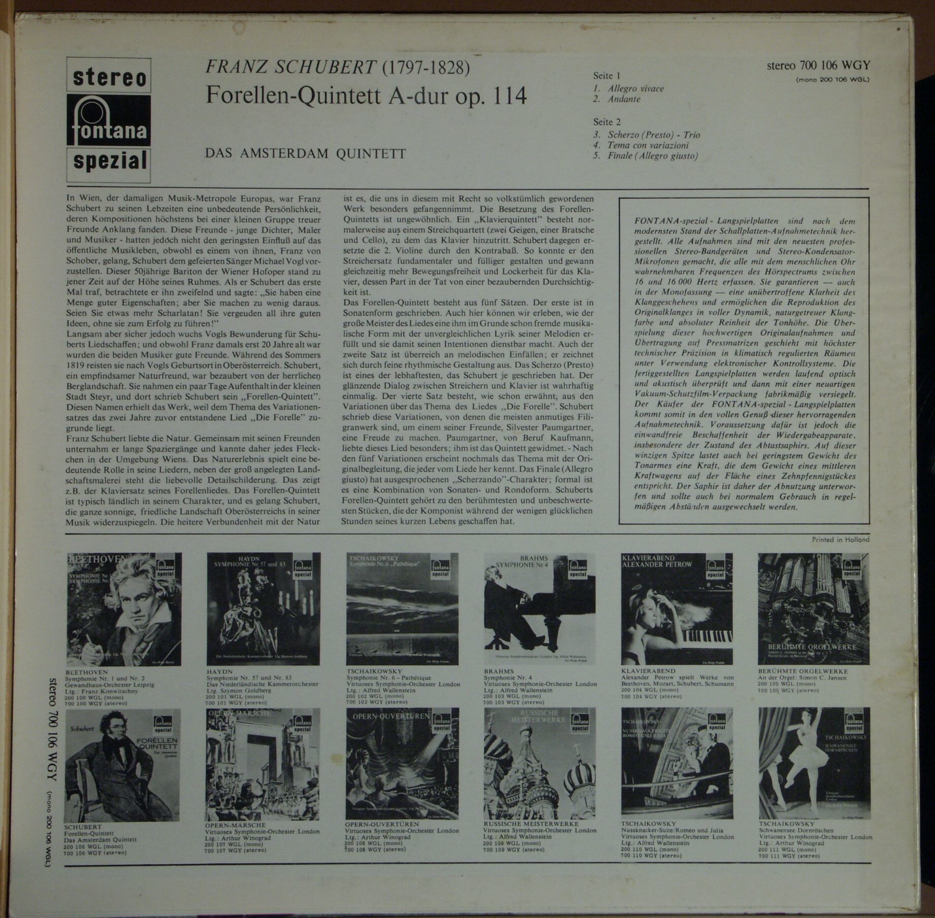 Fontana 700 106 WGY - Franz Schubert, The Amsterdam Piano Quinte - Image 2