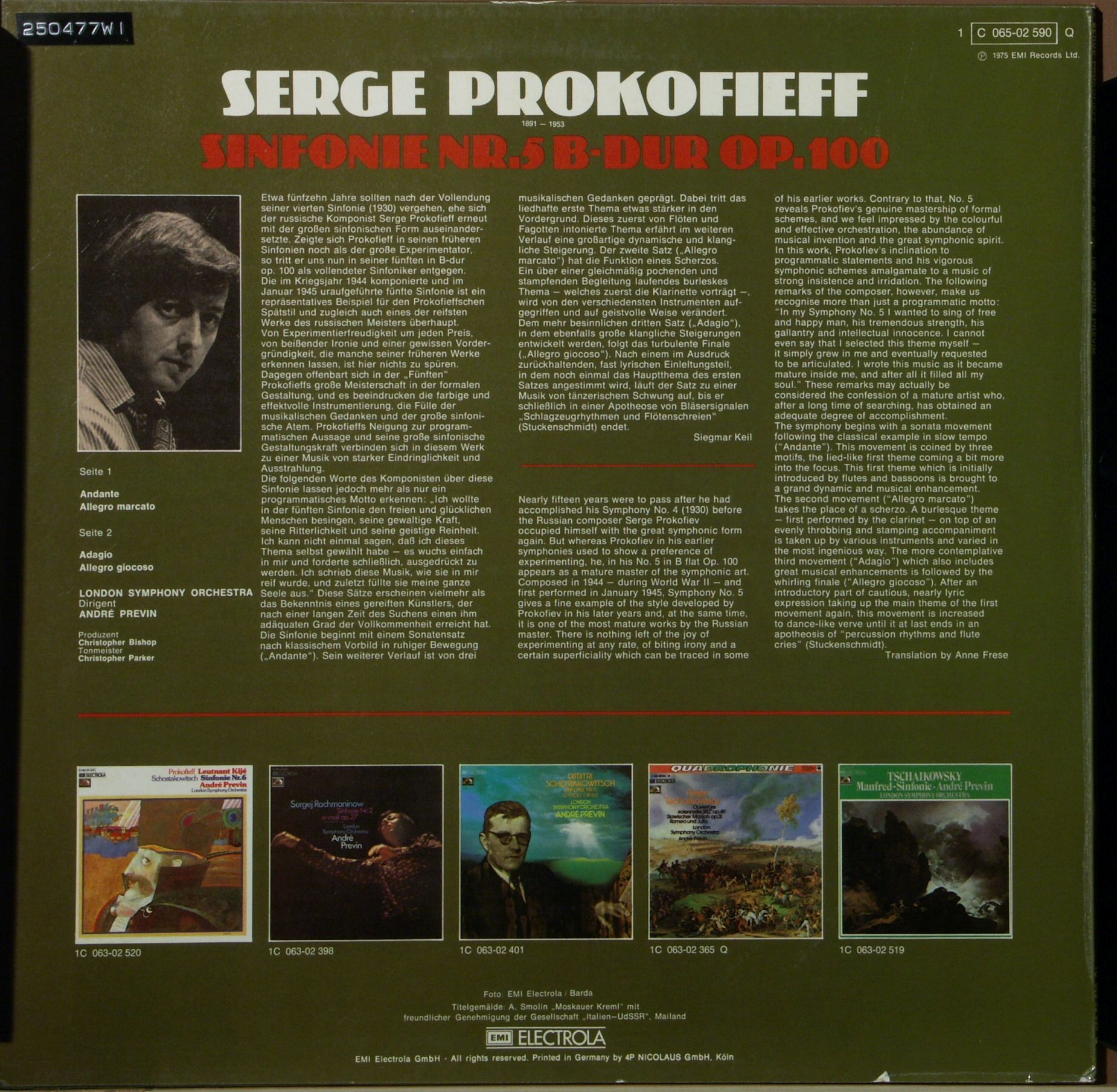 His Master's Voice 1C 065-02 590 Q - Sergei Prokofiev, André Pre - Image 2