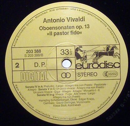 Eurodisc 203 388-425 - Antonio Vivaldi, Hansjörg Schellenberger, - Image 3