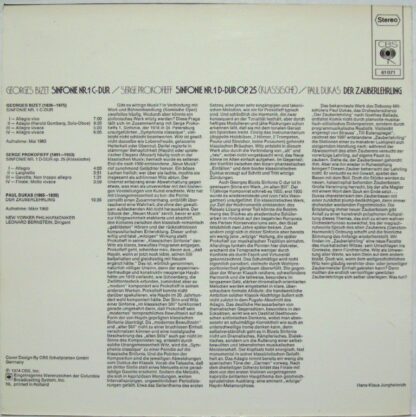 CBS 61 071 - Georges Bizet, Sergei Prokofiev, Paul Dukas, New Yo - Image 3