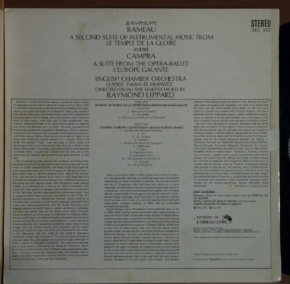 L'Oiseau-Lyre SOL 302 - Jean-Philippe Rameau, André Campra, Engl - Image 3