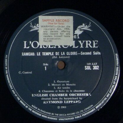 L'Oiseau-Lyre SOL 302 - Jean-Philippe Rameau, André Campra, Engl - Image 2