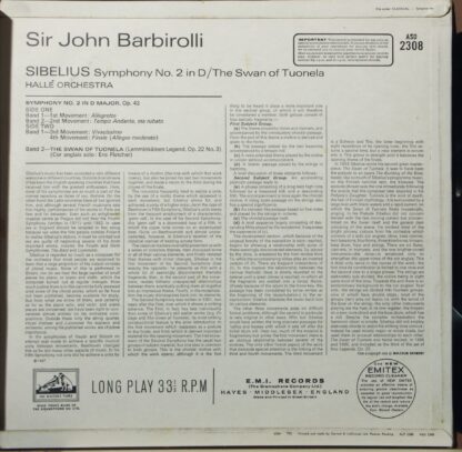 His Master's Voice ASD 2308 - Jean Sibelius, Sir John Barbirolli - Image 2