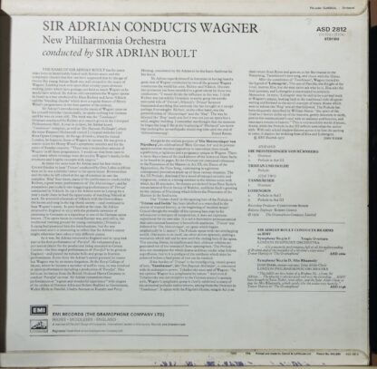 His Master's Voice ASD 2812 - Richard Wagner, Sir Adrian Boult, - Image 2
