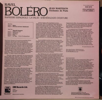His Master's Voice ASD 3215 - Maurice Ravel, Jean Martinon, Orch - Image 2