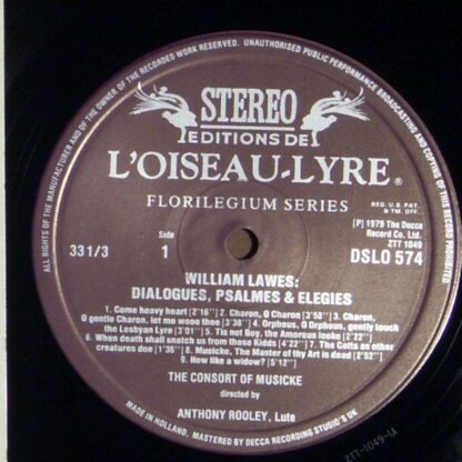 L'Oiseau-Lyre DSLO 574 - William Lawes, The Consort Of Musicke - - Image 3