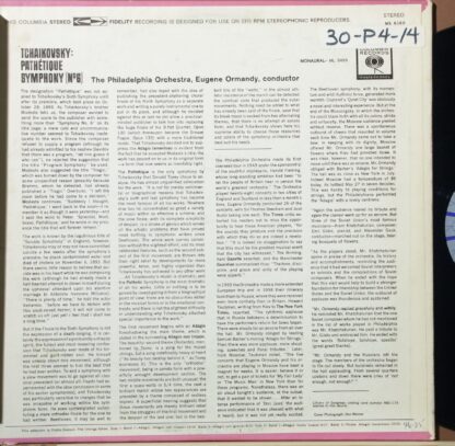 Columbia Masterworks MS 6160 - Pyotr Ilyich Tchaikovsky, The Phi - Image 2