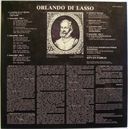 Hungaroton SLPX 12081-82 - Roland de Lassus, Chamber Chorus Of T - Image 2
