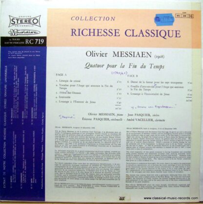 Musidisc 30 RC 719 - Olivier Messiaen, Olivier Messiaen, Jean Pa - Image 2