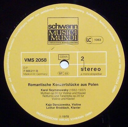Schwann Musica Mundi VMS 2058 - Henryk Wieniawski, Karol Szymano - Image 3