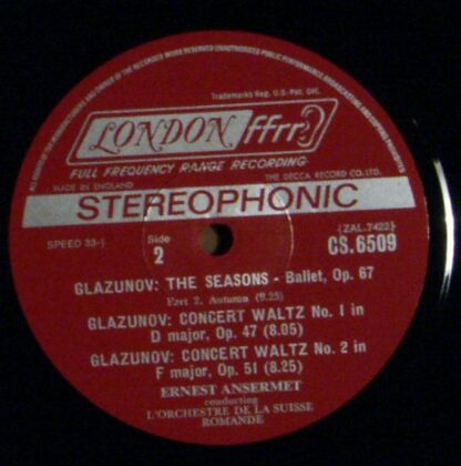 London Records CS 6509 - Ernest Ansermet, Alexander Glazunov, L' - Image 3